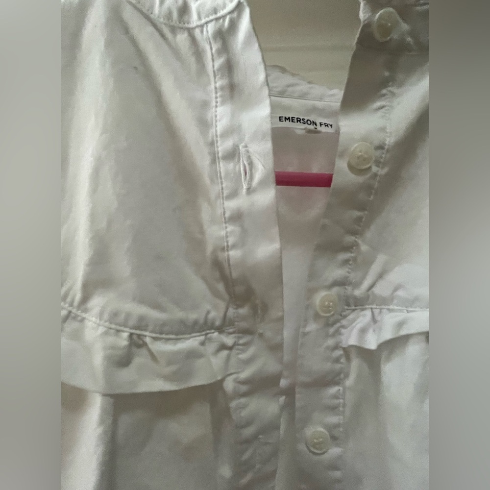 Emerson Fry White Poplin Victorian-Style Ruffle Blouse - Picture 3 of 11